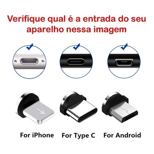 2 und Ponteira ( PAR )  magnética imã pra cabo de celular v8 iphone micro usb TIPO C celular reposição