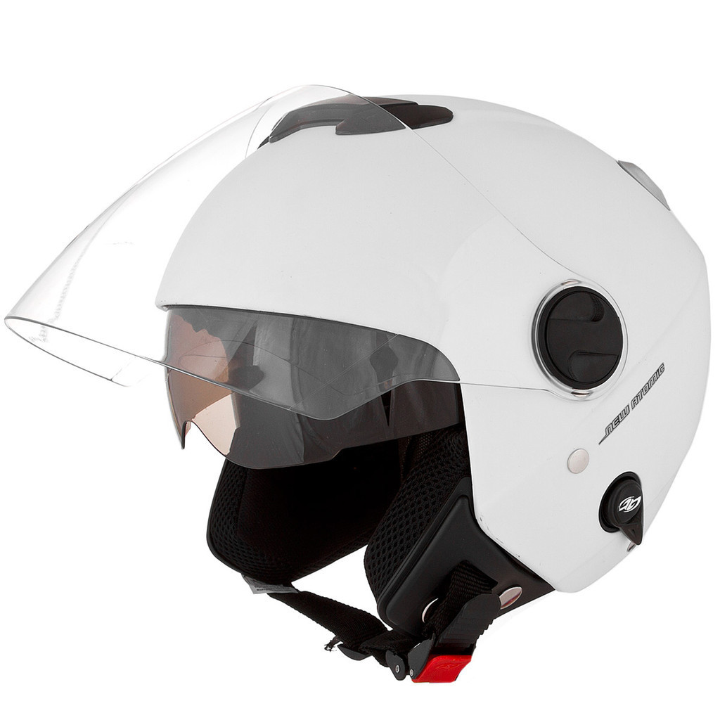 Capacete Moto Aberto Pro Tork New Atomic Solid Viseira Cristal Fosco Preto e Branco Sem adesivo Feminino Masculino Sub Viseira Tam. 56 58 60