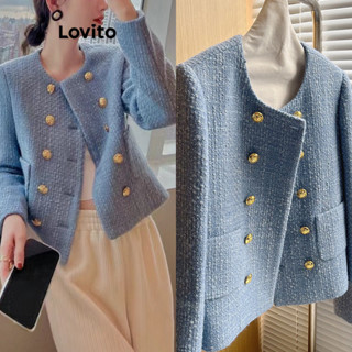 Lovito Blazer Frontal Elegante Com Botão Liso Para Mulheres LNA42029