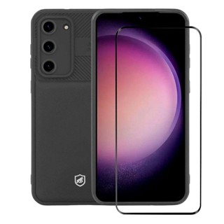 Kit Capa Symetric Preta e Pelicula Dual Glass Preta para Samsung Galaxy S23 Plus - Gshield em Oferta na Shopee