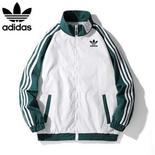 Adidas Homens e Mulheres Mesmas Casacos Stand Collar Cardigan Moda Casual Três-bar Estudante Uniformes De Beisebol