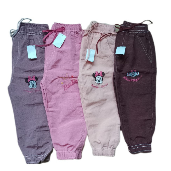 Kit 5 Calça Feminina Infantil Jogger Brim