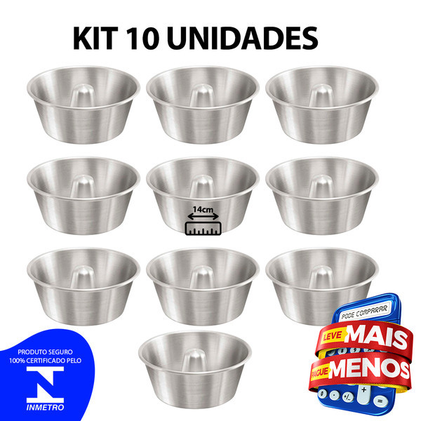 KIT -  10 Formas de bolo com furo polida 14cm em Oferta na Shopee