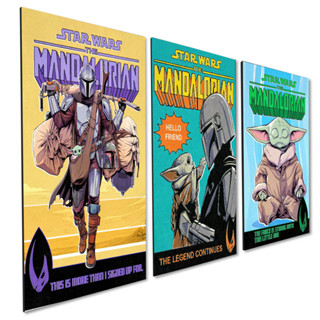Kit 3 Quadros Decorativos Star Wars Mandalorian Mando Baby Yoda em Oferta na Shopee