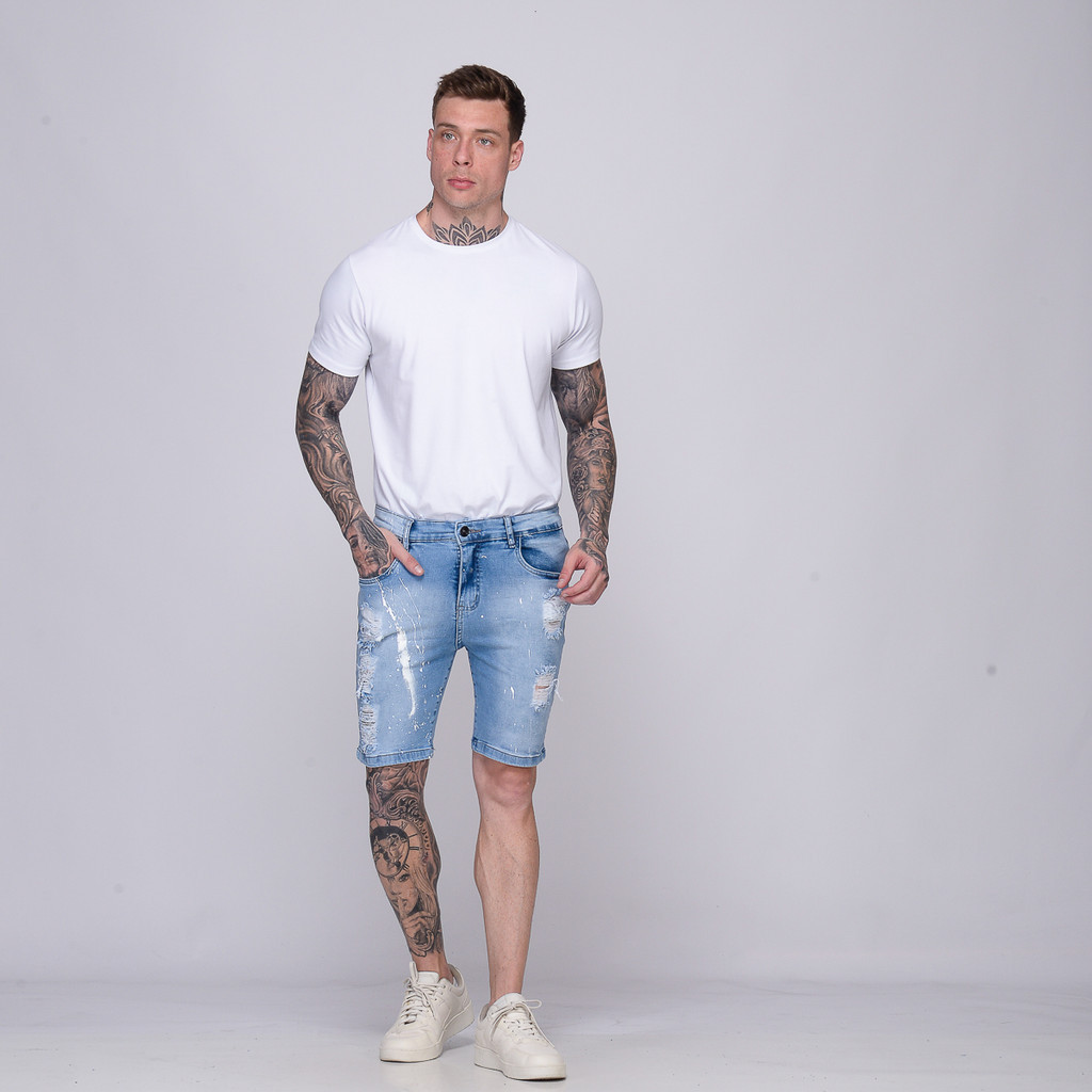 Bermuda Masculina Destroyed Shorts Masculino Com Elastano