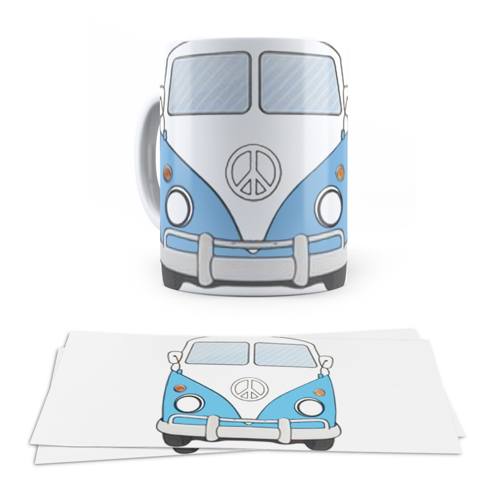 Caneca Ceramica Personalizada JC Promoção Ceramica Kombi Frente Azul LC