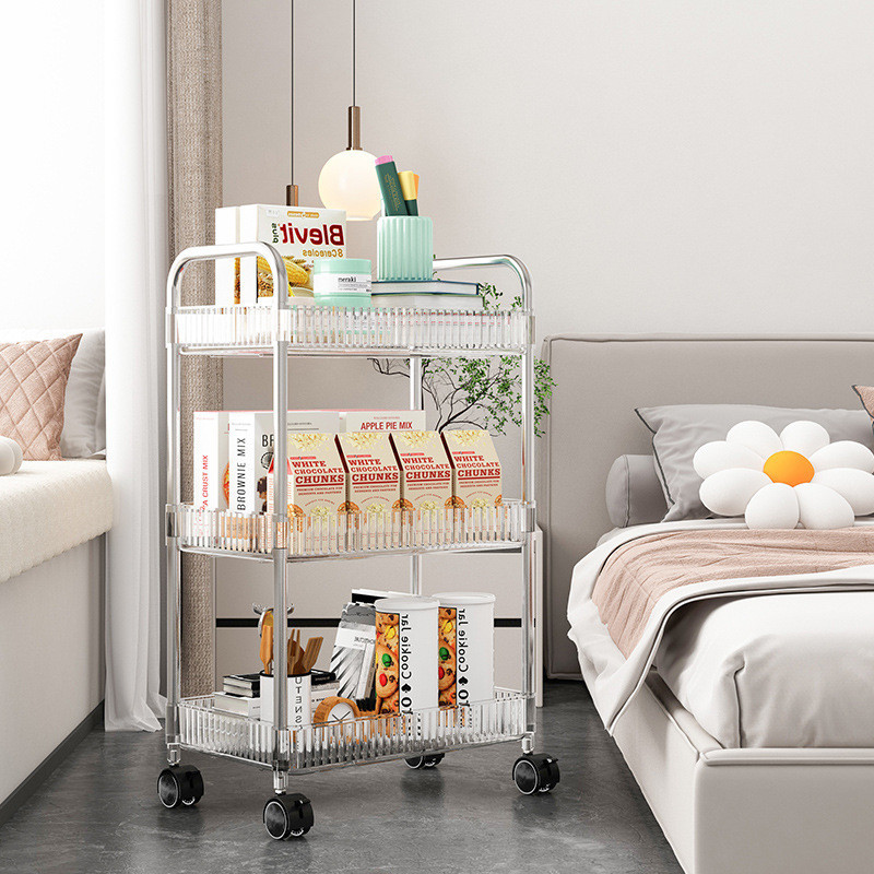 Estante Com Rodinha Organizador Modular Multiuso 4 Prateleiras em Acrílico