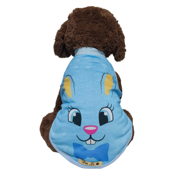 Roupa pet Billy Coelho Páscoa azul claro cachorro roupinha divertida coelhinho cão frio inverno