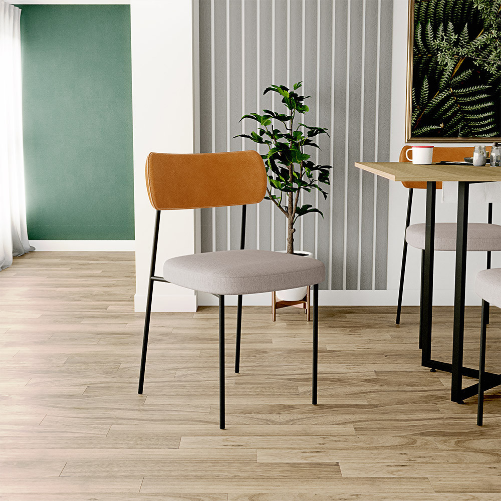 Cadeira Decorativa Estofada Para Sala De Jantar Melina L02 Couríssimo Whisky Linho Bege - Lyam Decor em Oferta na Shopee