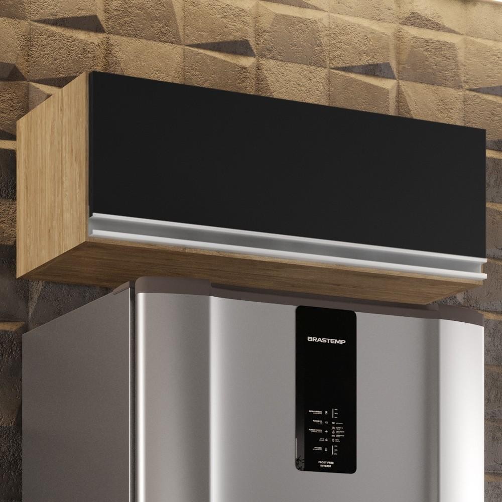 Armário Aéreo de Cozinha Para Geladeira 70cm Texas Castanho/Preto - Lumil Móveis em Oferta na Shopee