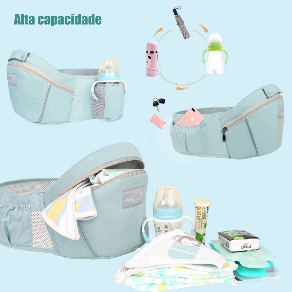 Canguru Ergonômico para Bebê com Bolsa - 12 Posições 3 em 1| bebe canguru | canguru bebe | canguru bebe passeio