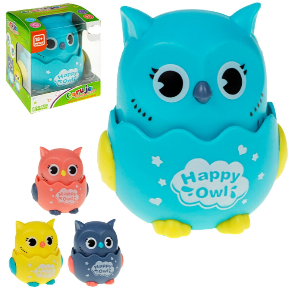 Brinquedo Corujinha Fricção Divertida Que Anda Apertando A Cabeça Baby