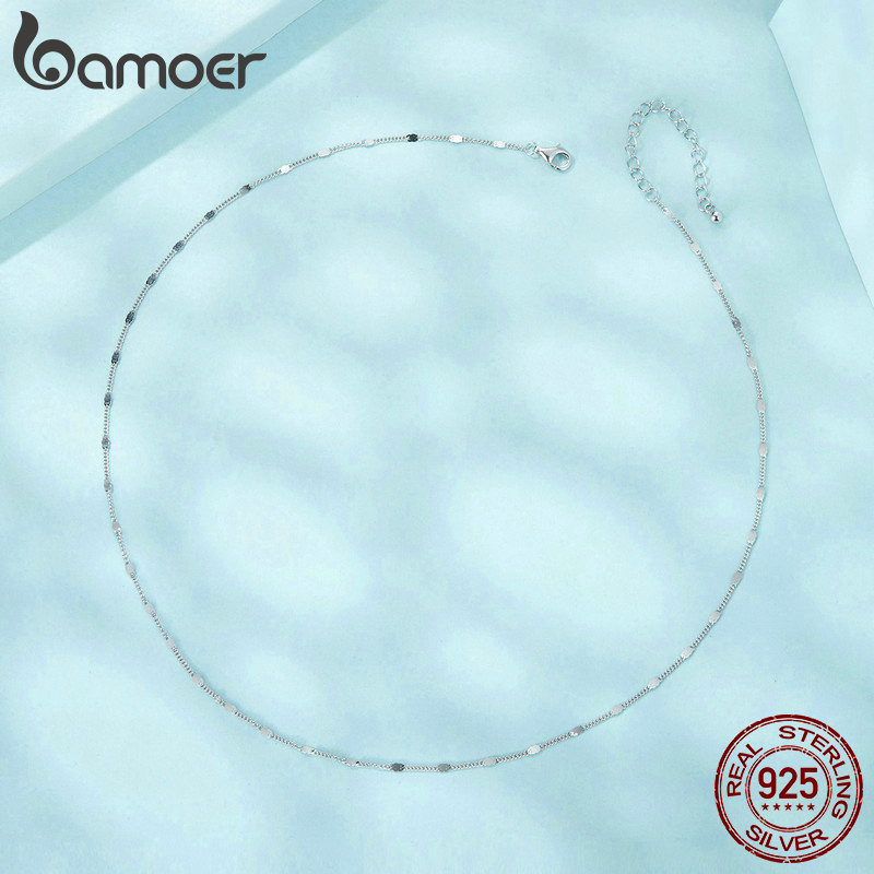 Detalhes do Colar De Fita Bamoer 925 Sterling Presentes Básicos De Jóias Em Cadeia Espumante Para Women !