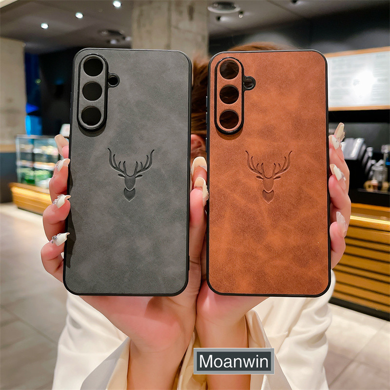 Capa De Celular Luxuosa De Couro Alce Samsung Galaxy A12 A13 A14 A15 A23 A24 A25 A33 A34 A35 A52 A53 A54 A55 A04