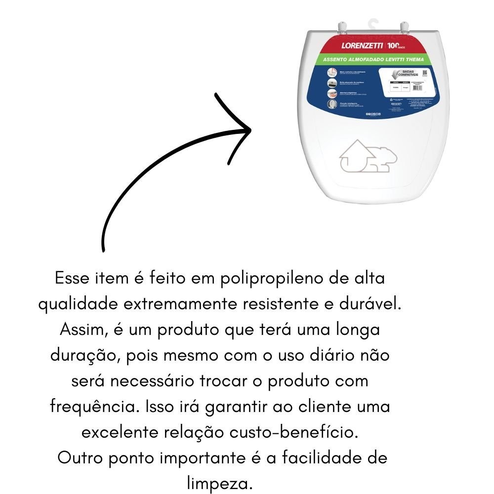Assento Sanitário Almofadado Incepa Levitti Thema Lorenzetti — imagem 2 de 2