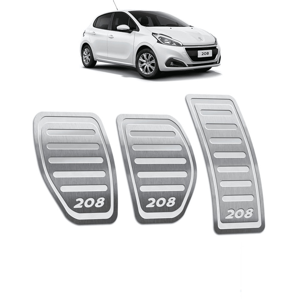Pedaleira Peugeot 208 2013 até 2020 Manual Aço Inox - Não fura o pedal