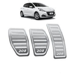 Pedaleira Peugeot 208 2013 até 2020 Manual Aço Inox - Não fura o pedal