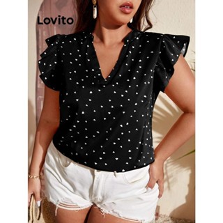 Lovito Blusa Plus Size Curva Casual Em Forma De Coração Com Babados Para Mulheres LSE01044