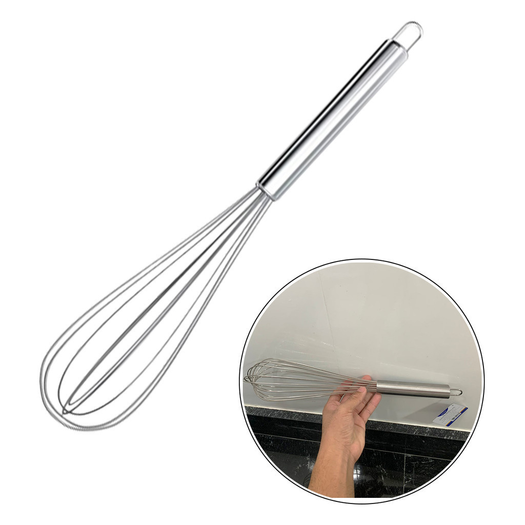 Fouet Misturador Batedor de Ovos e Massas Profissional Em Aço Inox Utensílio de Uso Culinário Confeitar 40cm em Oferta na Shopee