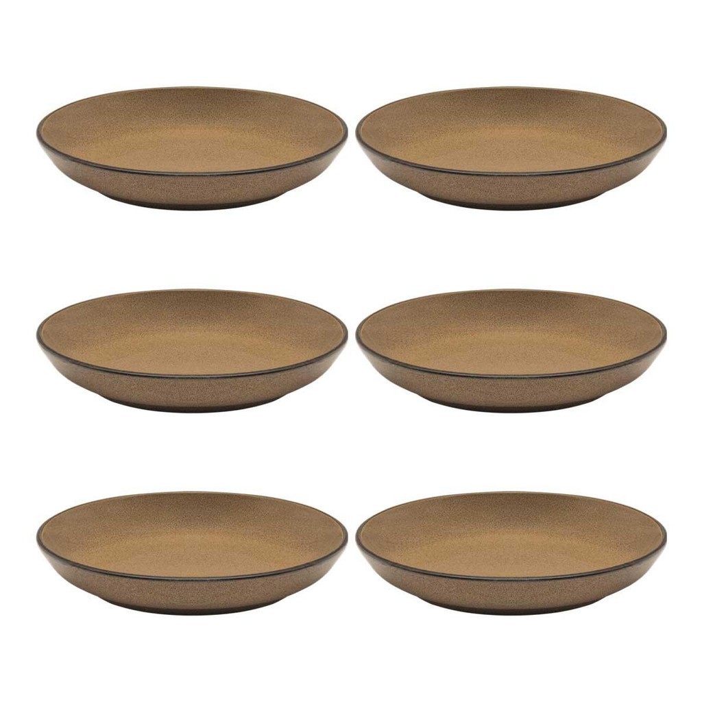 Jogo De 6 Pratos Fundos 20,5 Cm Oxford Flat Ocre em Oferta na Shopee
