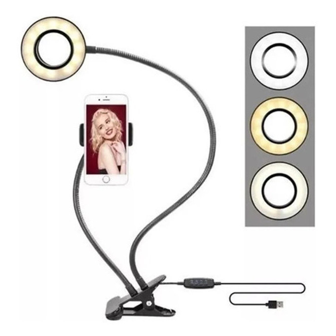 Suporte Celular De Mesa Luminária Ring Light Led Selfie (cod.0057)