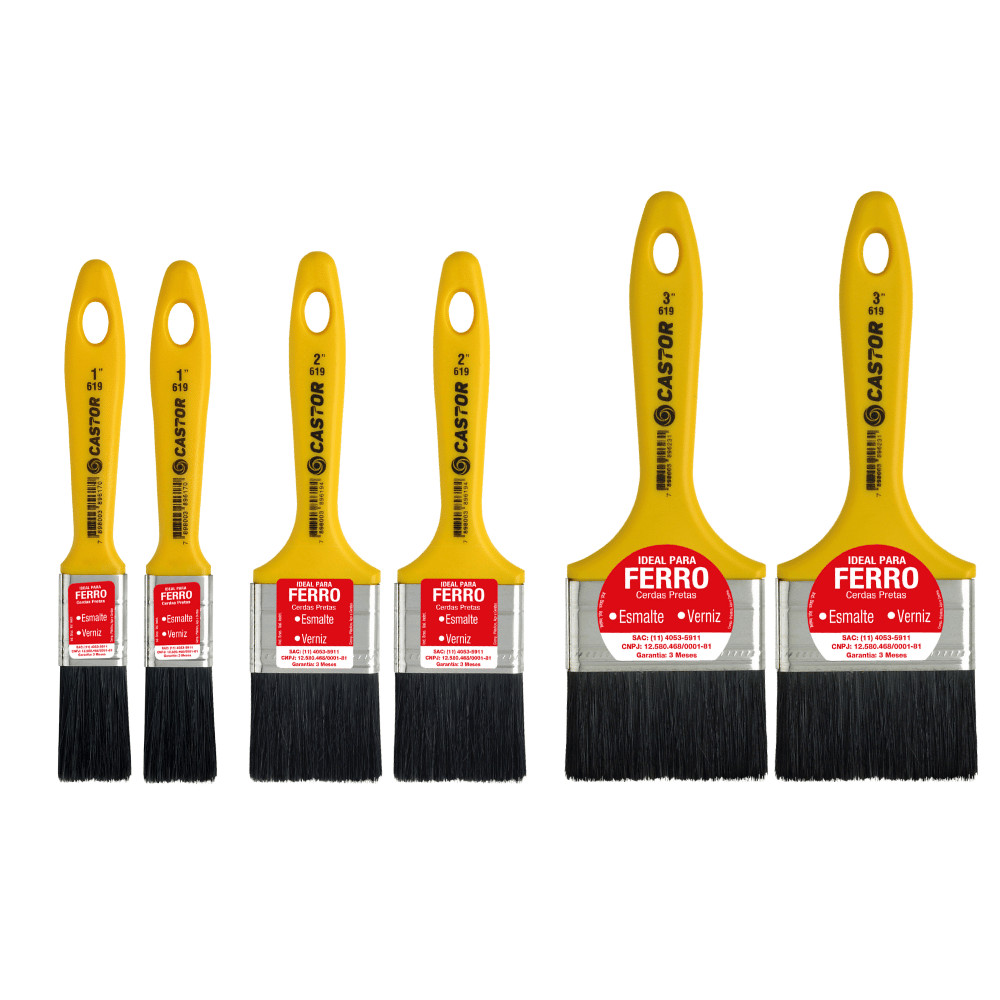 Kit 6 Trinchas Cerdas Pretas Série 619 - Castor em Oferta na Shopee