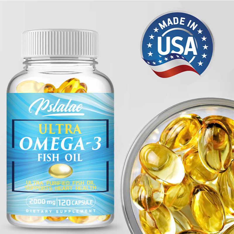 Pslalalae Omega 3 Óleo De Peixe Softgels , 2000 mg Ultra-Puro , Suporte À Saúde Do Coração E Dos Olhos