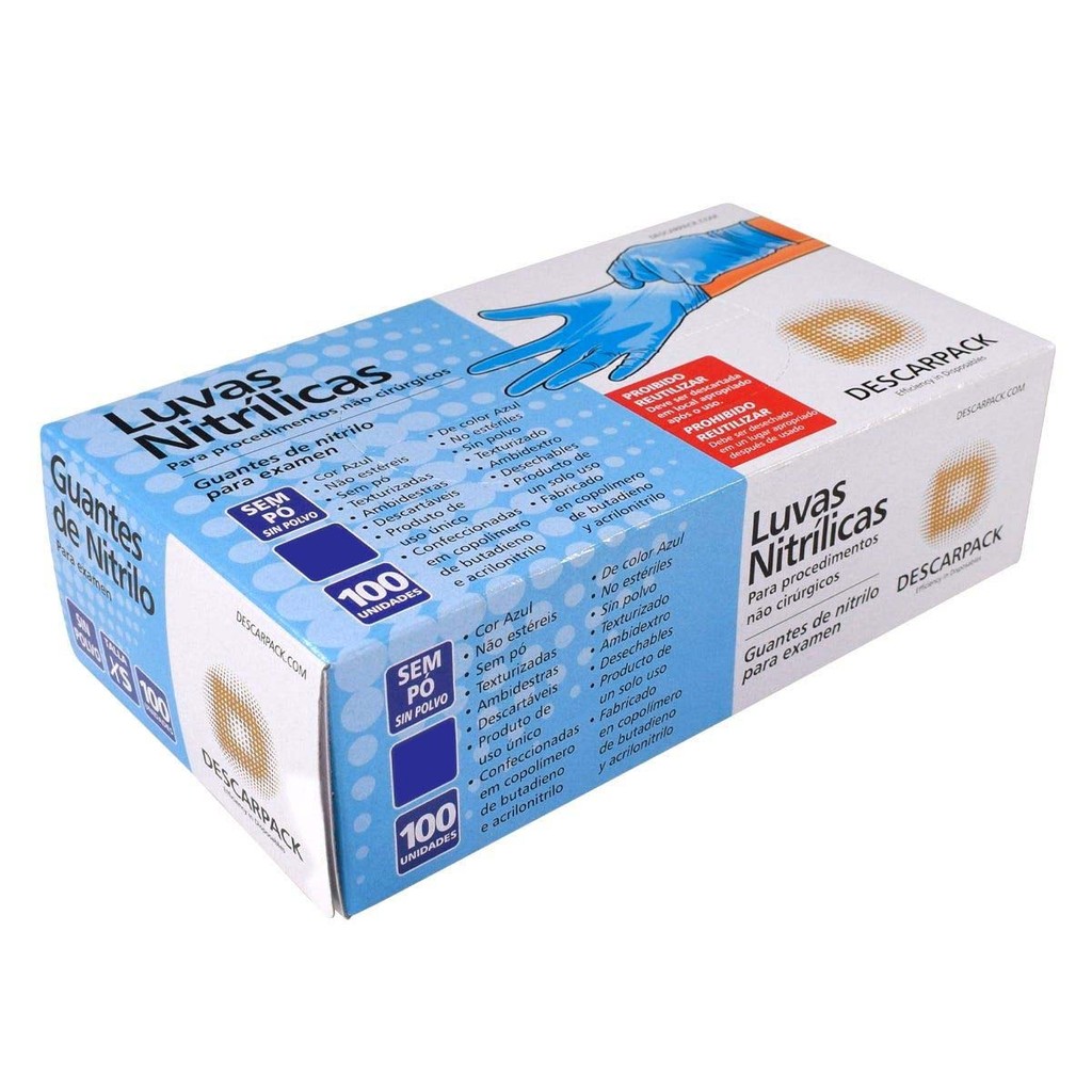 LUVA NITRILICA DESCARPAC SEM PO G AZUL 100UN em Oferta na Shopee