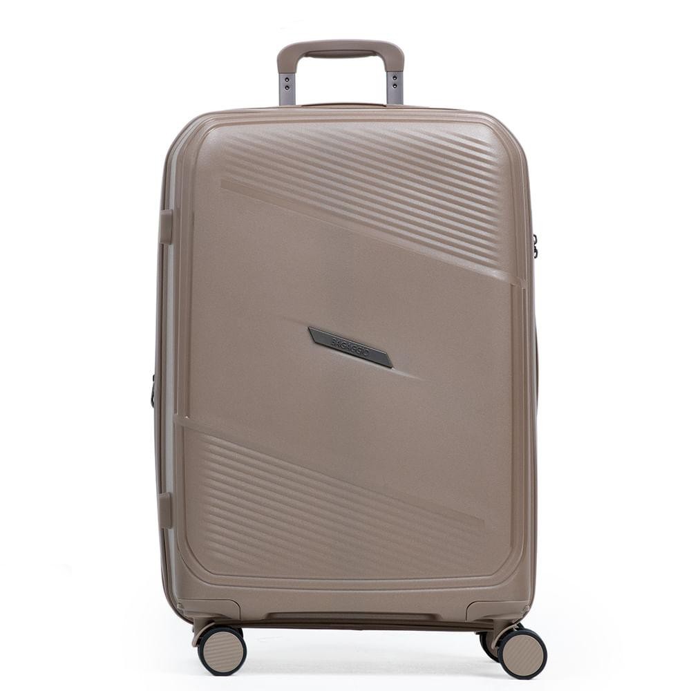 Mala Média de Polipropileno 4 Rodas Seul Bege