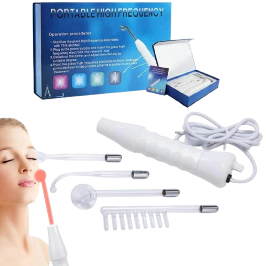 Aparelho Alta Frequência Estética Facial Capilar Limpeza de Pele Eletrodo Tratamento