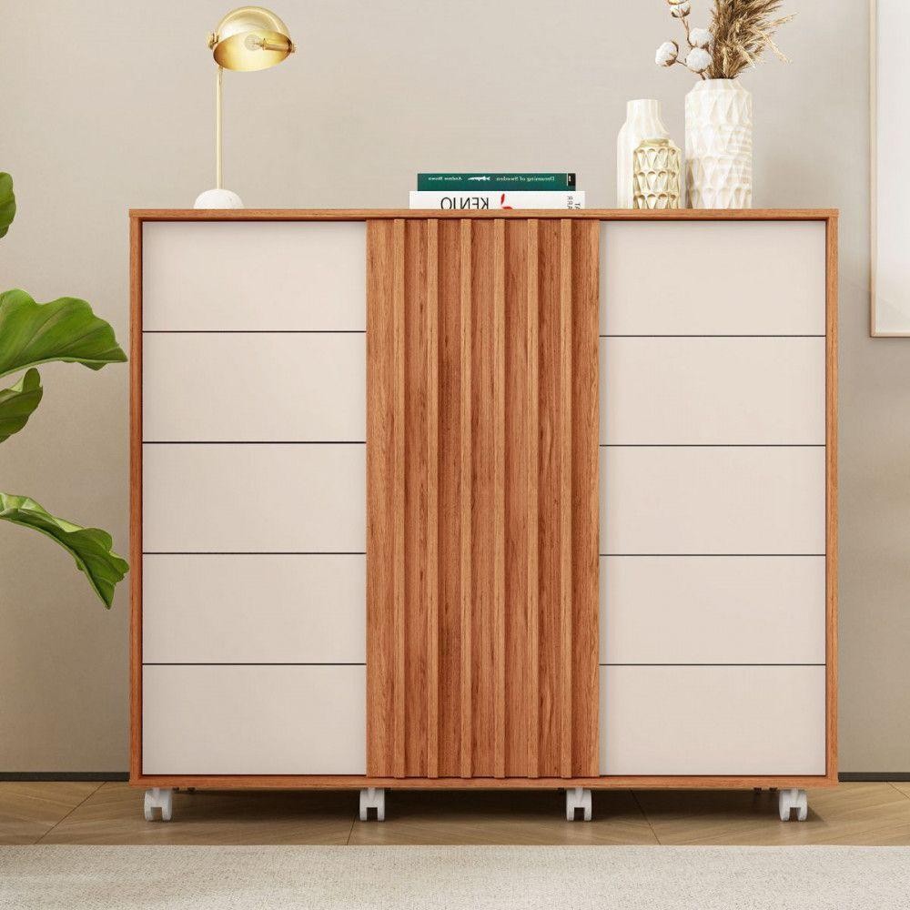 Comoda Caemun Pegasus 2 Portas 5 Gavetas Freijo Off White em Oferta na Shopee