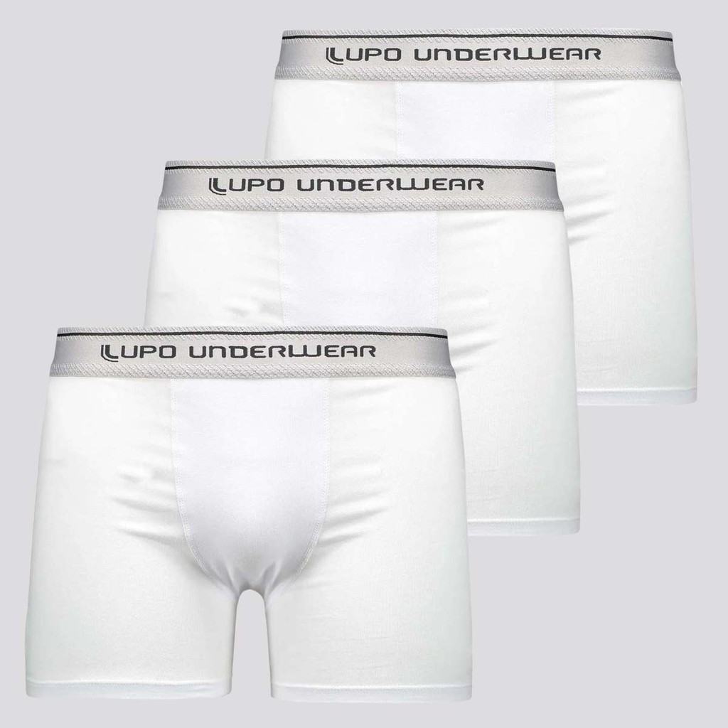 Kit 3 Cuecas Lupo Boxer Elastic Branca - Men Clothes