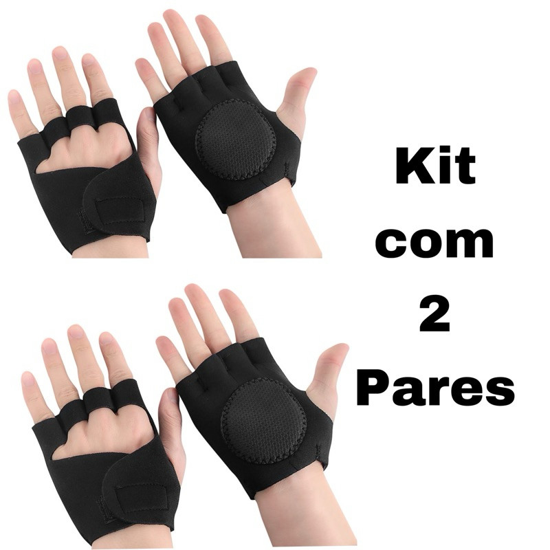 Kit Com 2 Pares Luva Para Musculação Academia Ginástica Levantamento de Peso Ciclismo Atacado Revenda