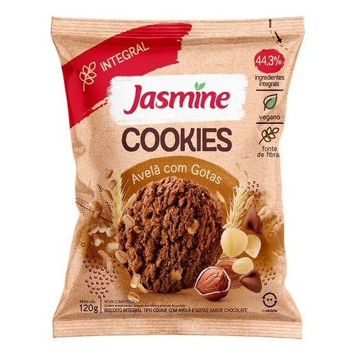 Jasmine Cookies Avelã C/ Gotas De Chocolate Integral 120G