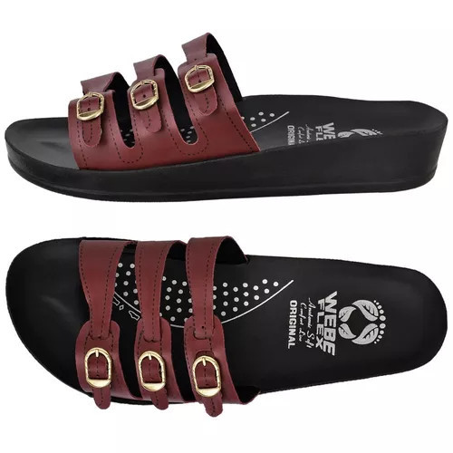Chinelo Ortopédico Feminino Webe Flex Macio Leve Confortável Para Esporão Fascite Plantar 3 Fivelas