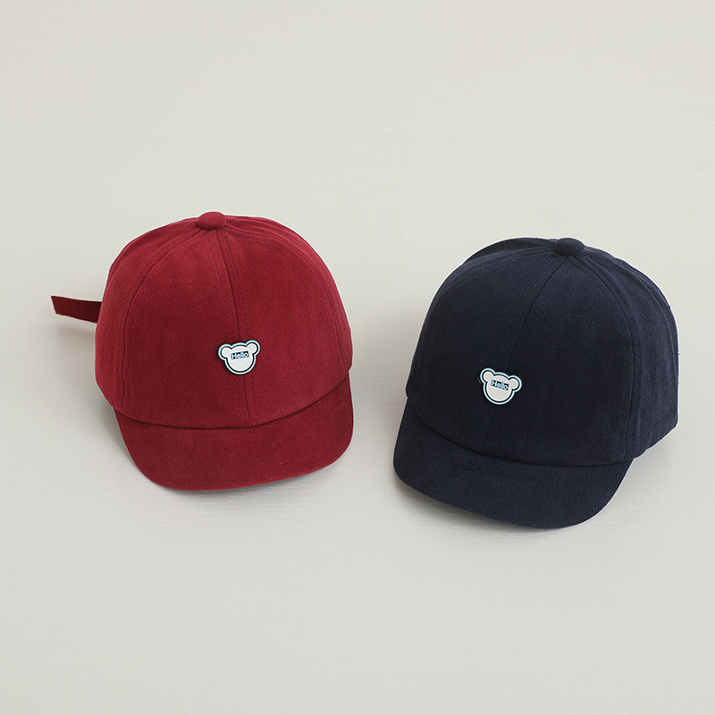 Boné De Basebol Bebê Urso Fofo Cor Sólida Cartoon Boy Girl Peaked Hat Summer Adjustable Kids Short Brim Sun Hats