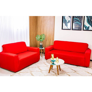 Kit Capa de sofá 2 e 3 lugares coladinha ligadinha lisa malha gel 100% poliéster em Oferta na Shopee