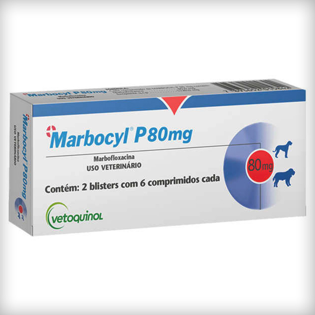 Marbocyl P 80mg Vetoquinol para Cães de 35 a 50 Kg - 12 Comprimidos