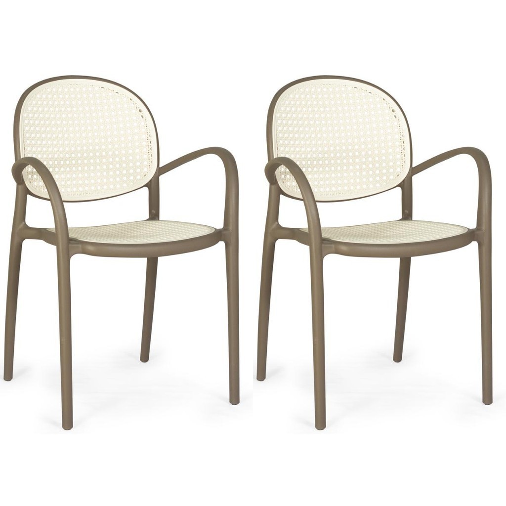 Kit 2 Cadeiras de Jantar Roma com Braço para Sala e Cozinha - Branco/Cinza Escuro em Oferta na Shopee