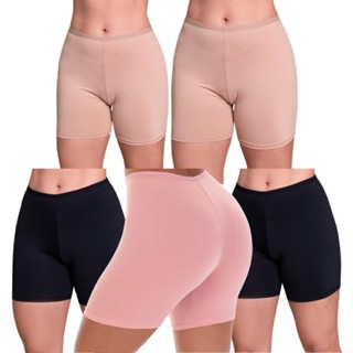 Kit 5 Bermuda Anágua Modeladora Feminina Liso Segunda Pele Usar Debaixo De Saia Ou Vestido Adulto