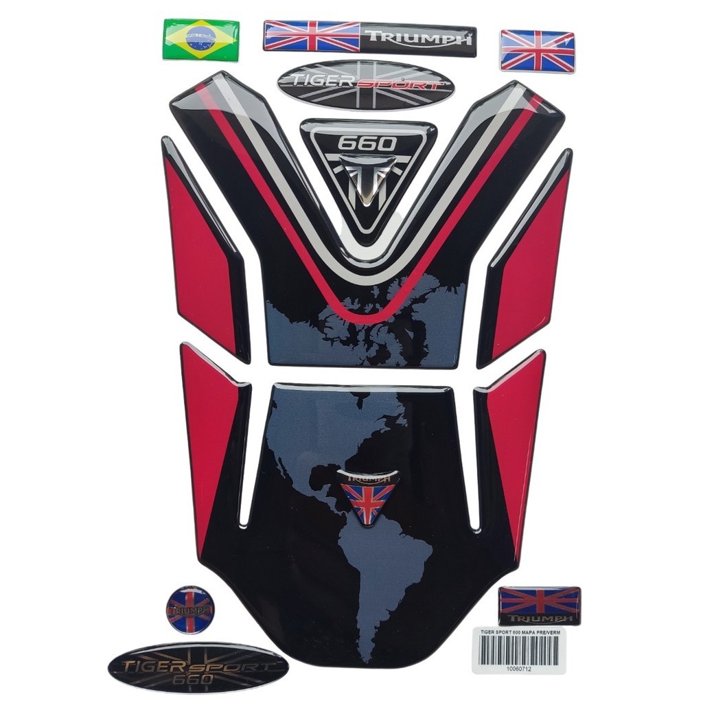 Adesivo Resinado Tanque Moto Triumph Tiger Sport 660 23 Preto/Vermelho