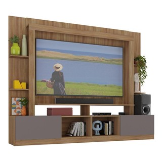 Rack Estante com Painel TV 65" e 2 portas Oslo Multimóveis Madeirado/Lacca Fumê em Oferta na Shopee
