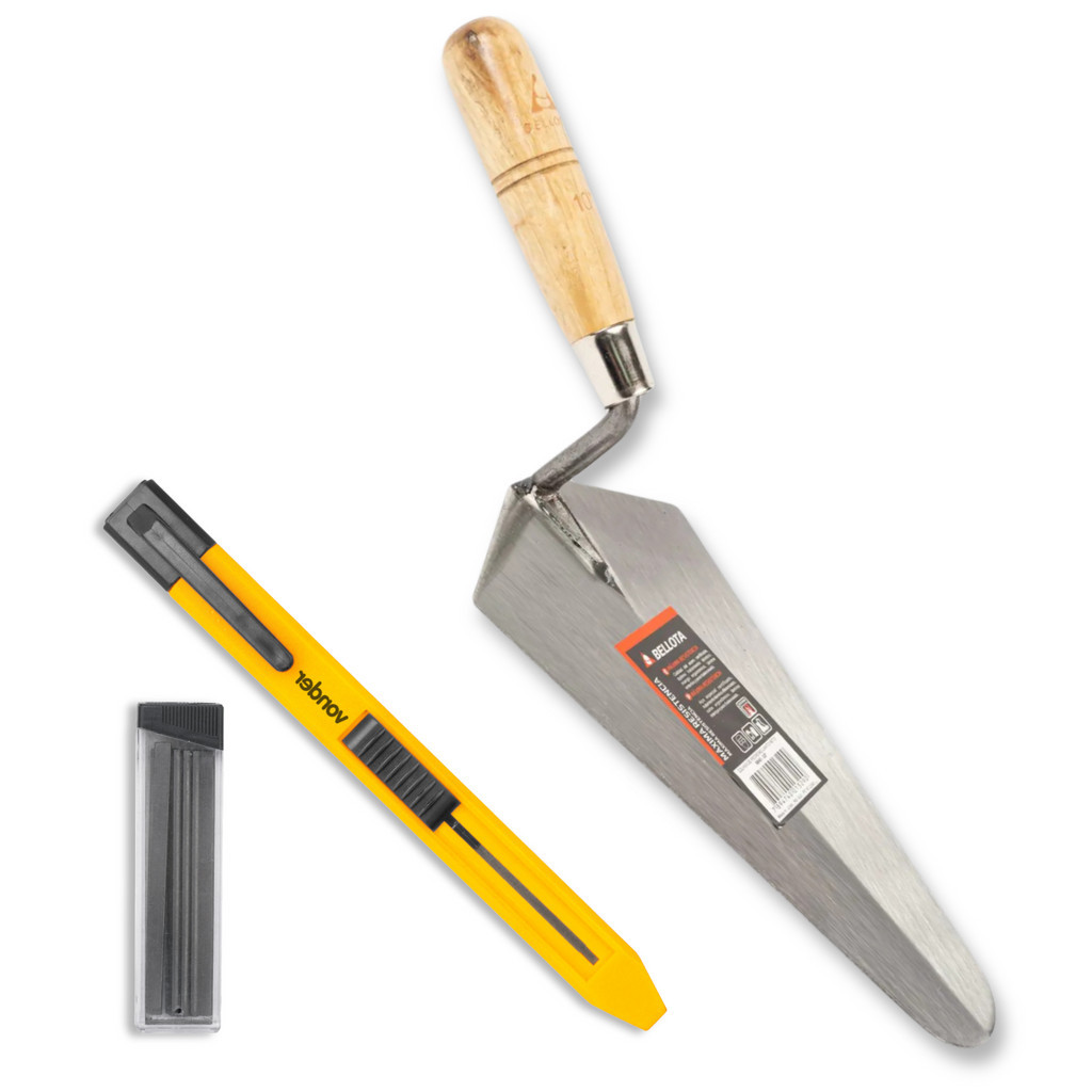 Colher de Pedreiro Bellota 10" Canto Reto com Lapiseira KSL