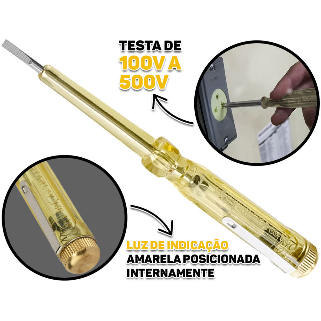 Chave De Fenda Para Teste De Corrente Aço Carbono Haste Reta Cabo Com Ranhura Antiderrapante Stanley em Oferta na Shopee