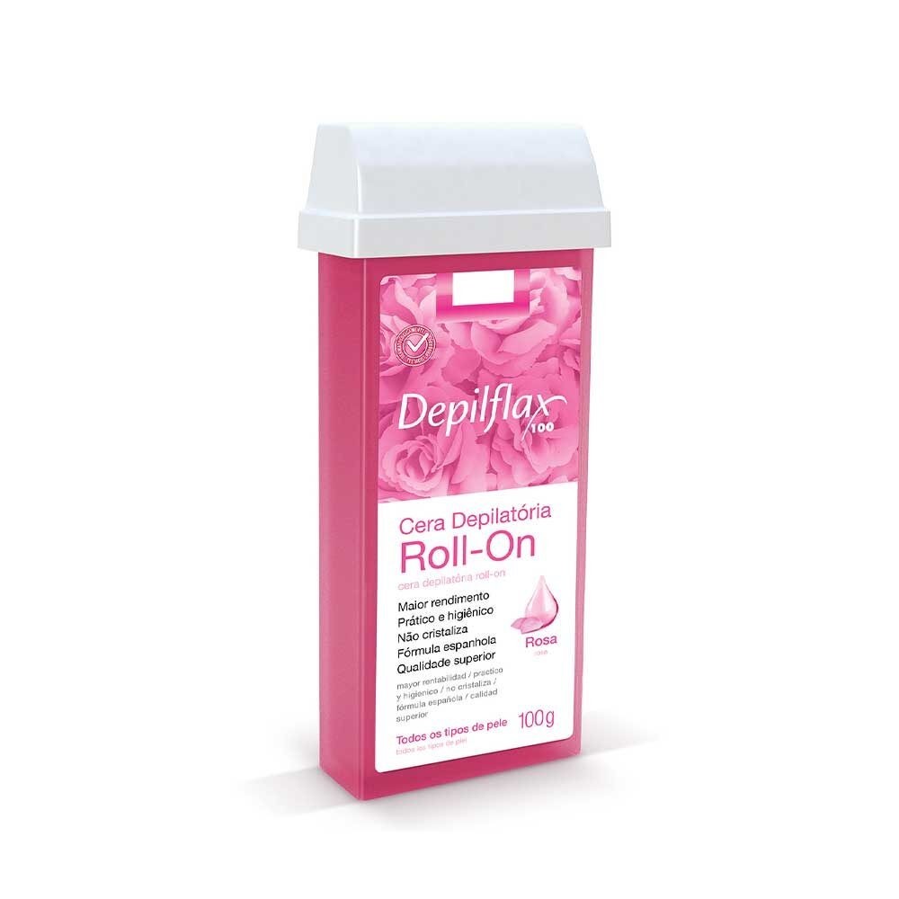 Kit c/2  Ceras Depilatória Refil Roll On Depilflax Rosa 100g