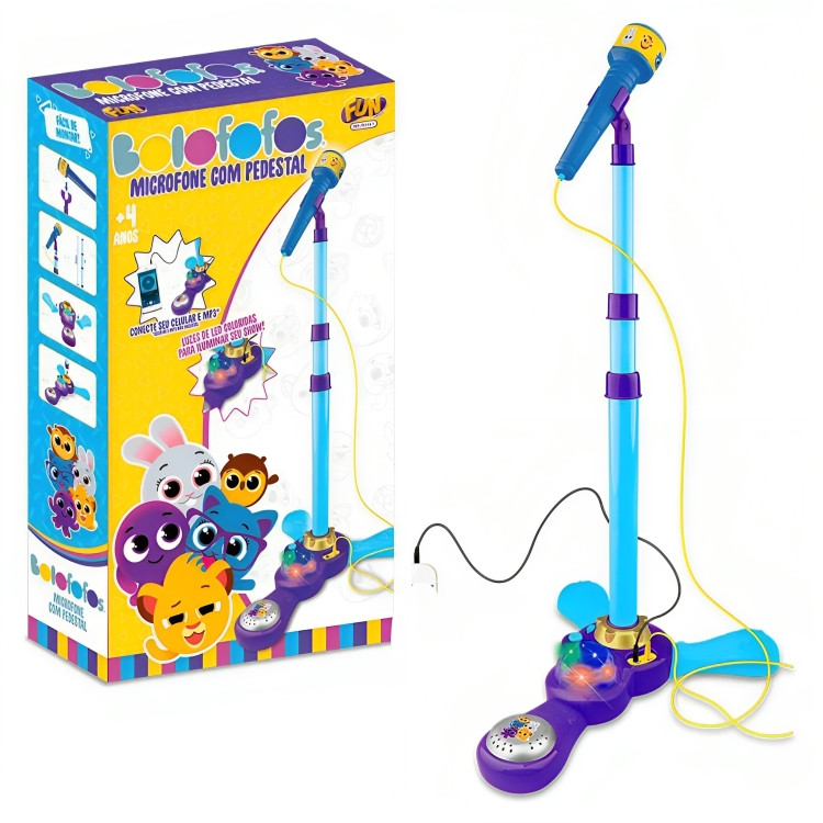 Brinquedo Microfone Bolofofos Com Pedestal - F0116-1 Fun em Oferta na Shopee
