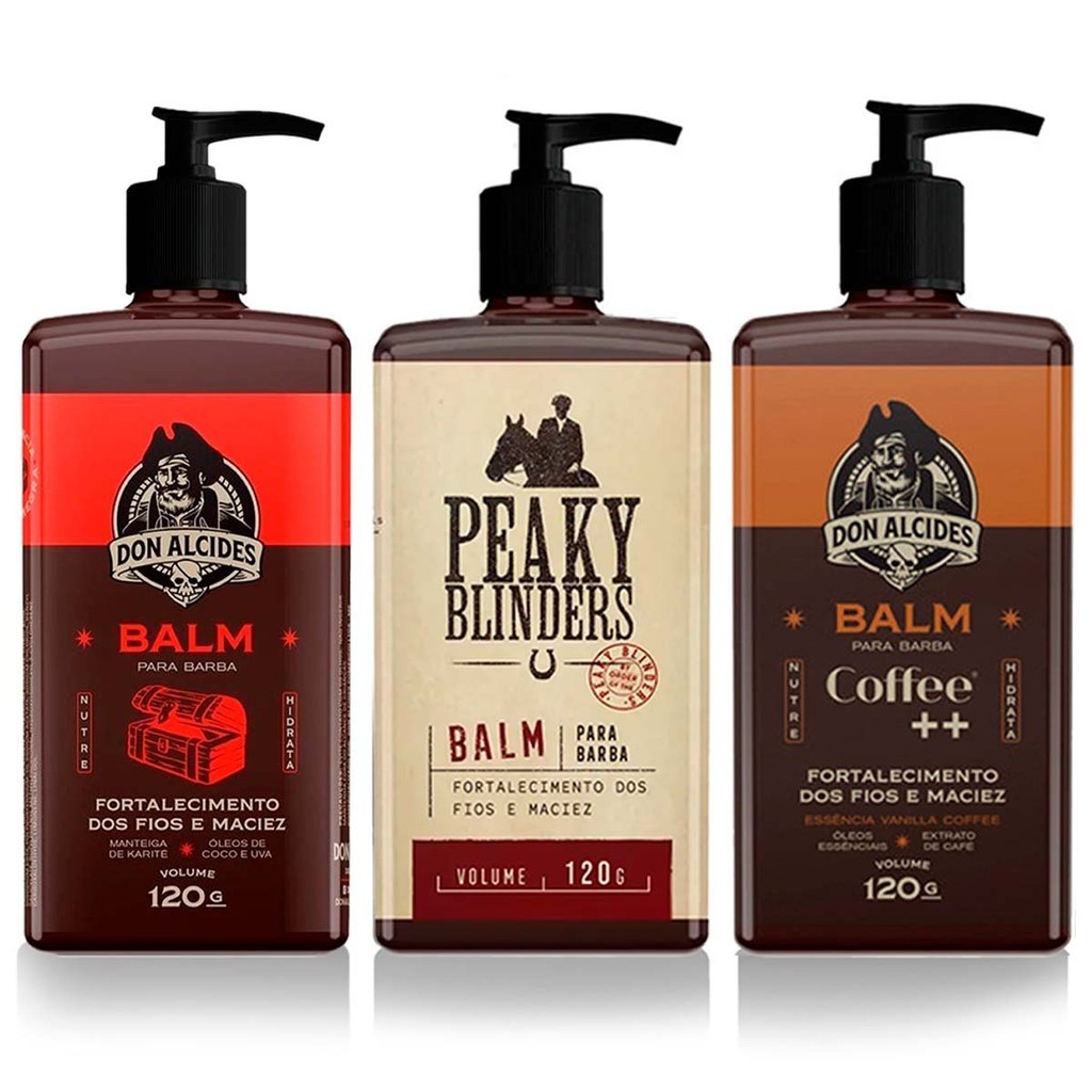 Kit 3x Balm Barba Negra Peaky Blinders Coffee Don Alcides