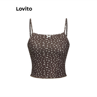 Lovito Casual Regata com Laço e Babado Floral para Mulheres L80ED374