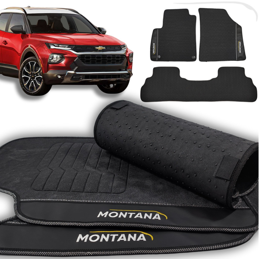 Tapete Nova Montana Cabine Dupla 2023 2024 2025 Borracha Linha Premium Emborrachado 3 Peças Preto