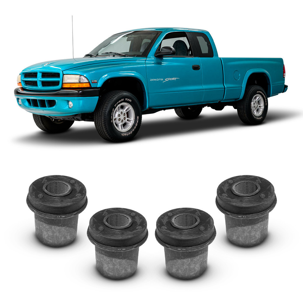 Kit 4 Buchas Borracha Bandeja Balança Leque Superior Suspensão Dianteira Dodge Dakota 1998 1999 2000 2001